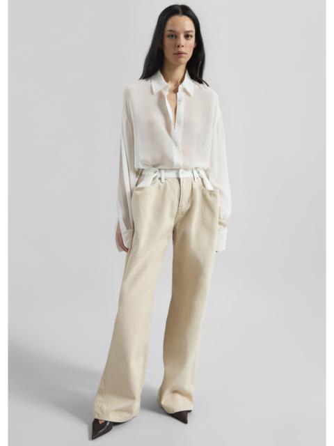 The Frankie Shop Hayla Contrast Denim Pants - Beige/Off White