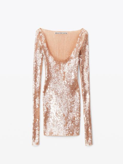 Alexander Wang SCOOP NECK MINI DRESS IN SEQUIN NYLON