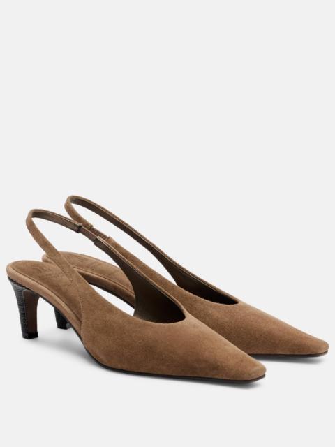 Brunello Cucinelli Suede slingback pumps