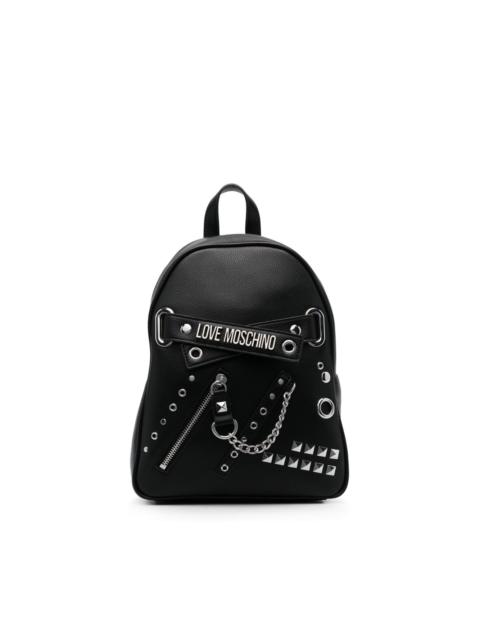 Moschino logo-plaque Rockstud-embellished backpack