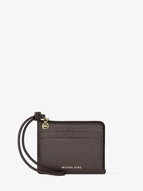 MICHAEL KORS Jet Set Small Pebbled Leather Card Case Wristlet