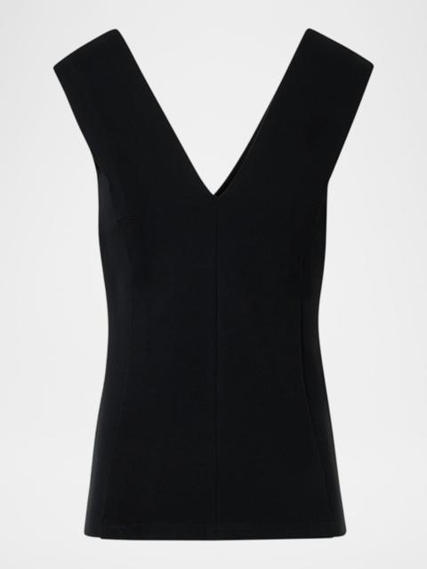 AKRIS V-Neck Jersey Sleeveless Top