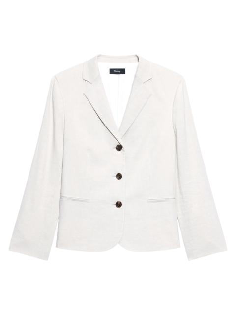 Theory Women's Shrunken Linen-Blend Blazer - White Clay