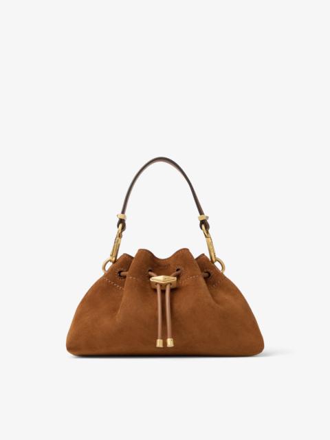 JIMMY CHOO Cinch Small Tan Suede Shoulder Bag