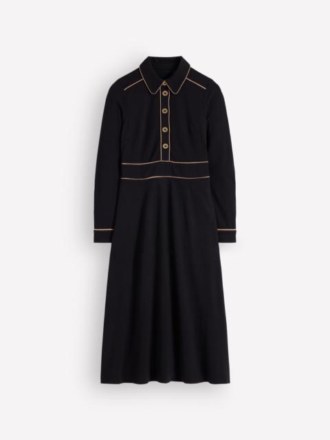 BODEN Etta Piping Detail Ponte Dress-Black, Camel