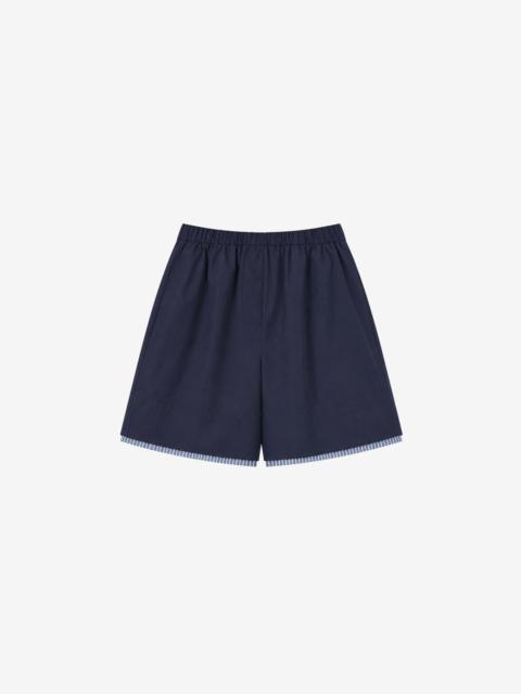 The Frankie Shop Menton Layered Hem Shorts - Navy/White Stripe