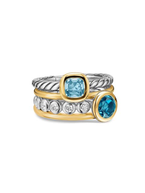 DAVID YURMAN Women's DY Mercer Color Stone Multi Row Ring in Sterling Silver - Sky Blue Topaz