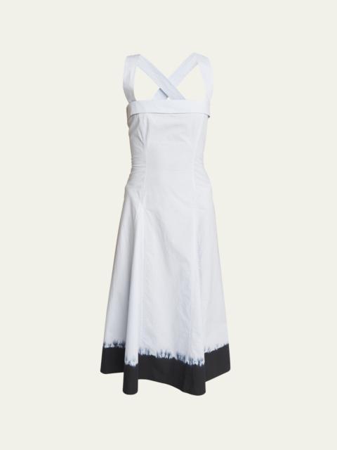 Edie Tie-Dye Sleeveless Poplin Midi Dress