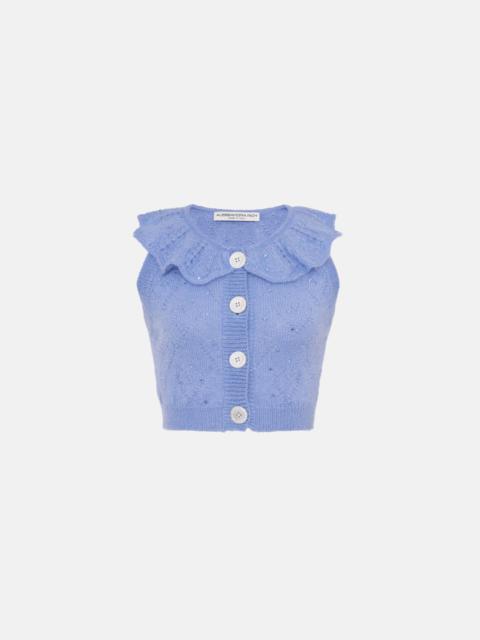 Alessandra Rich KNITTED MOHAIR TOP WITH HOTFIX