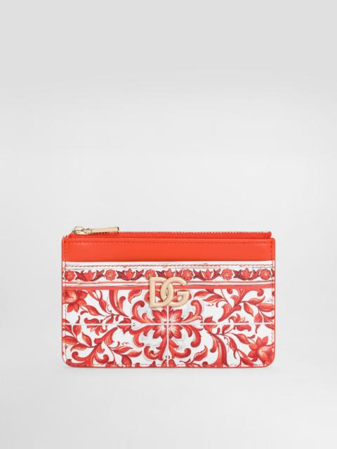 Dolce & Gabbana Majolica-print 3.5 calfskin card holder
