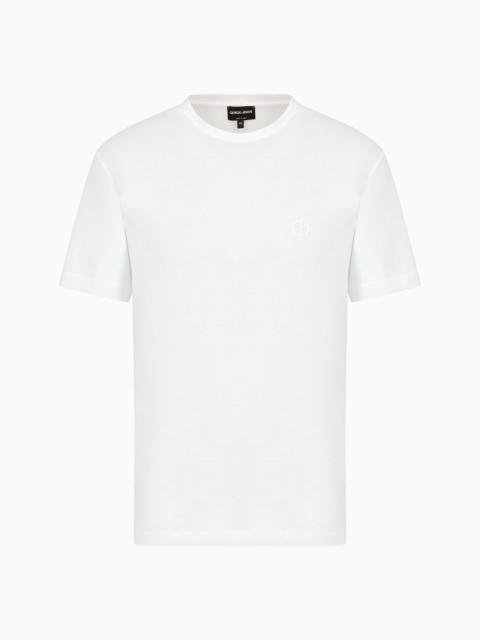 Cotton-interlock T-shirt with embroidered logo