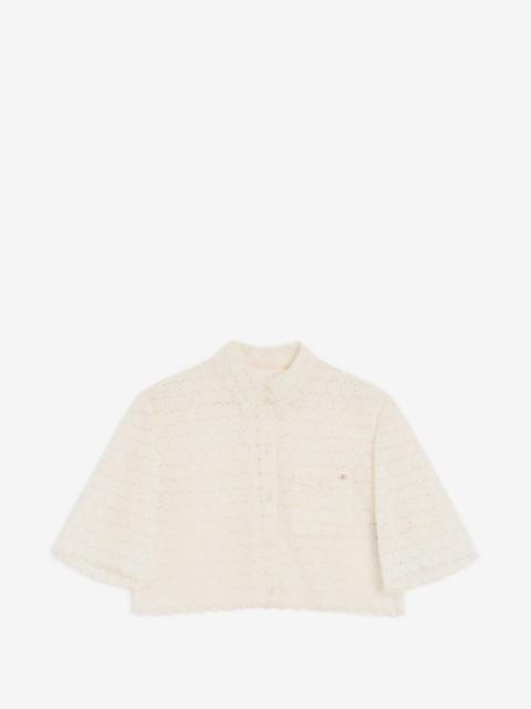 Valentino micro cotton fleurs a jour shirt