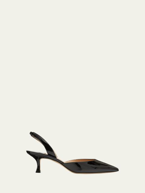 Manolo Blahnik Carolyne Low-Heel Patent Halter Pumps