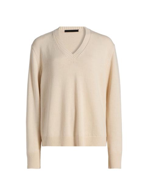 Jenni Kayne Women's Simone Wool-Cotton V-Neck Sweater - Ivory