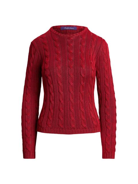 Ralph Lauren Women's Cable-Knit Silk Crewneck Sweater - Bright Red