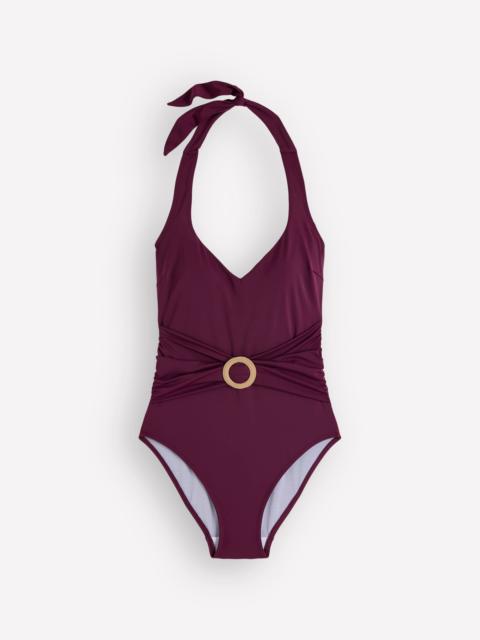 BODEN Sorrento Hoop Sash Swimsuit-Chocberry