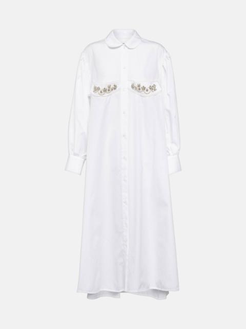 Simone Rocha Crystal-embellished cotton midi dress