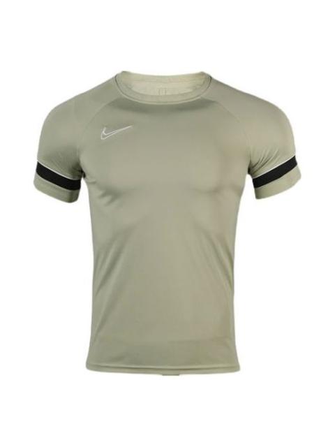 Nike Nike Dri-FIT Academy Casual Sports Knit Soccer/Football Cuff Colorblock Embroidered Short Sleeve Oli