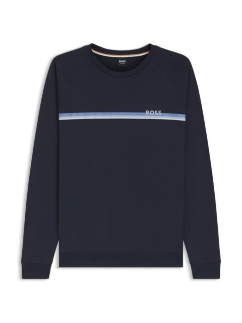 BOSS COTTON-TERRY SWEATSHIRT WITH LOGO AND STRIPE