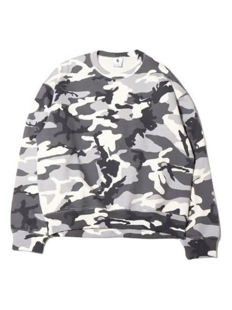 Men's Nike Solo Swoosh Camouflage Fleece Round Neck Pullover Gray DN1256-133