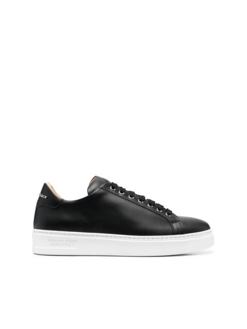 Skull and Plein low-top leather sneakers