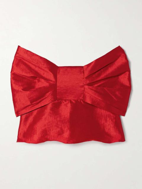 KIKA VARGAS Faye strapless bow-embellished taffeta top Red