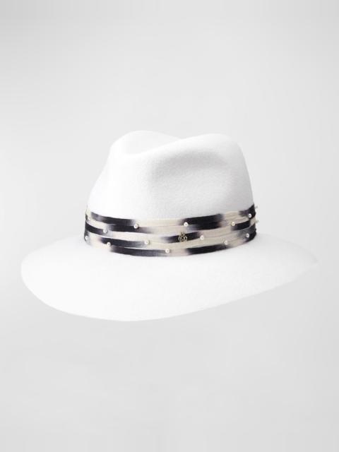 MAISON MICHEL Henrietta Felt Fedora With Pearly Tie-Dye Band