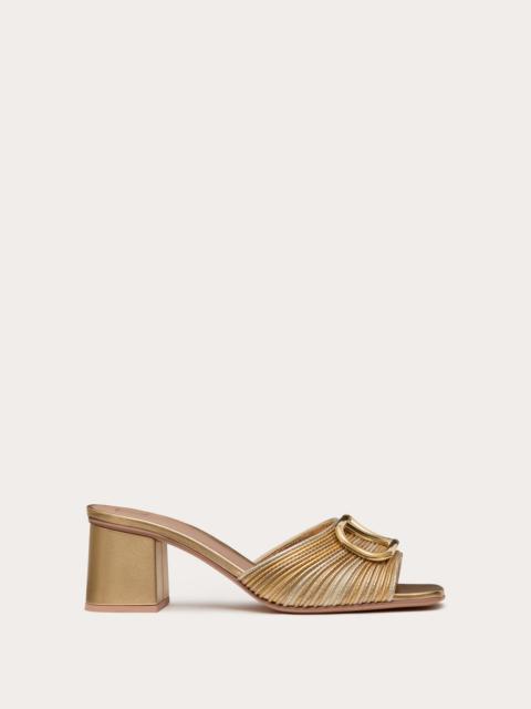 METALLIC VLOGO SIGNATURE SLIDE SANDAL WITH CORNELY EMBROIDERY 60MM