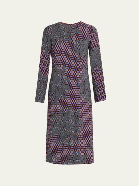 Dries Van Noten Danora Multi-Print Long-Sleeve Midi Dress