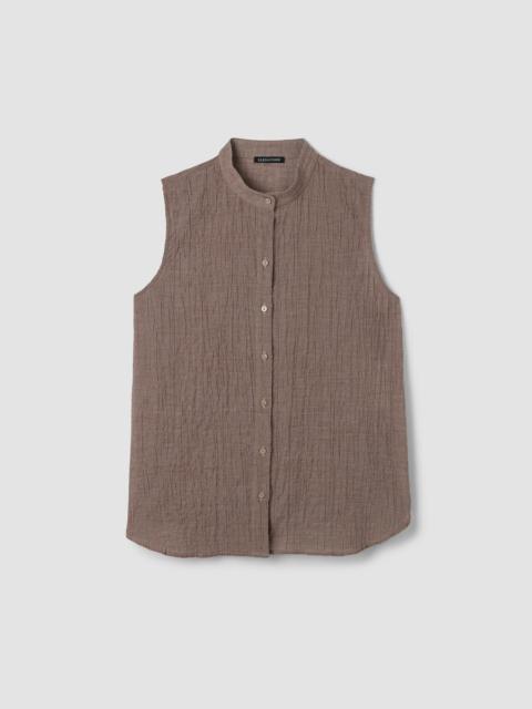 EILEEN FISHER Organic Cotton Microstripe Pucker Sleeveless Shirt