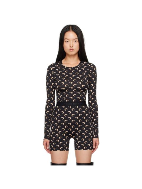 Marine Serre Black All Over Moon Second Skin Long Sleeve T-Shirt