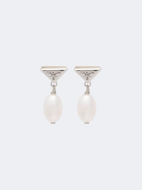 Prada Logo pearl earrings