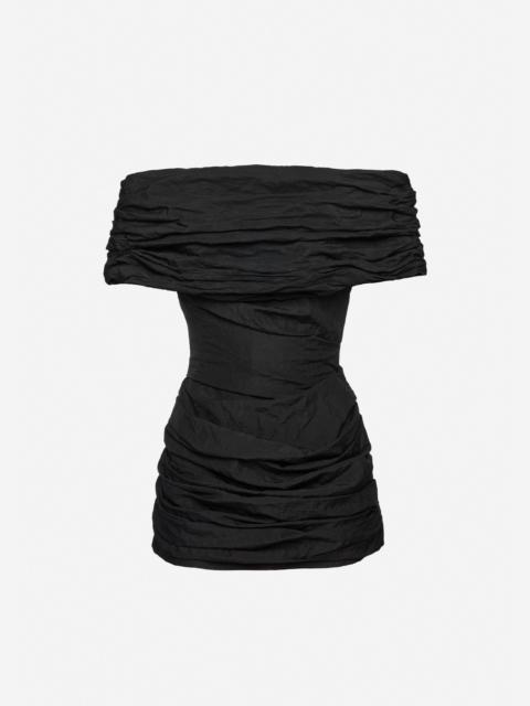 MAGDA BUTRYM Off-shoulder draped mini dress in black