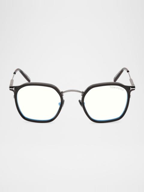 TOM FORD Men's FT5974-BM Square Blue-Block Optical Frames