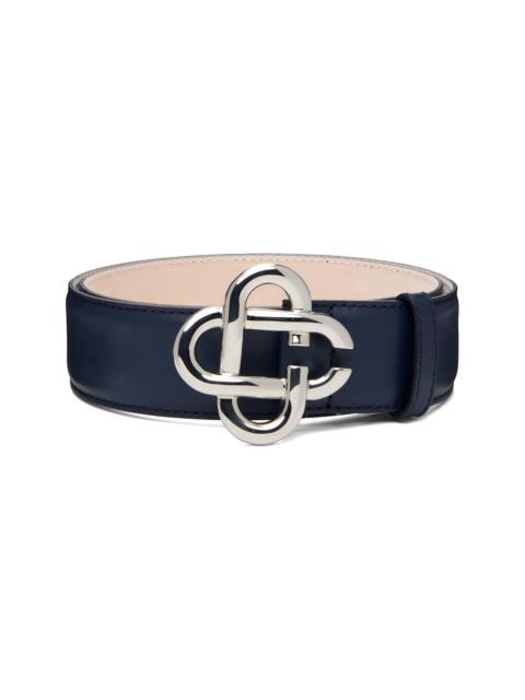 CASABLANCA Navy Classic Leather CC Logo Belt
