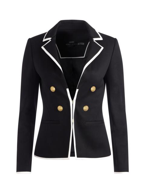 Alice + Olivia MYA CONTRAST PIPING FITTED BLAZER