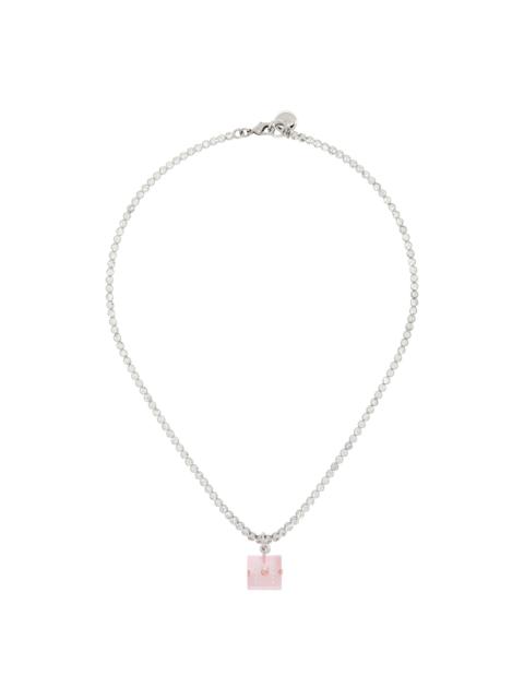 Silver & Pink Dice Charm Necklace