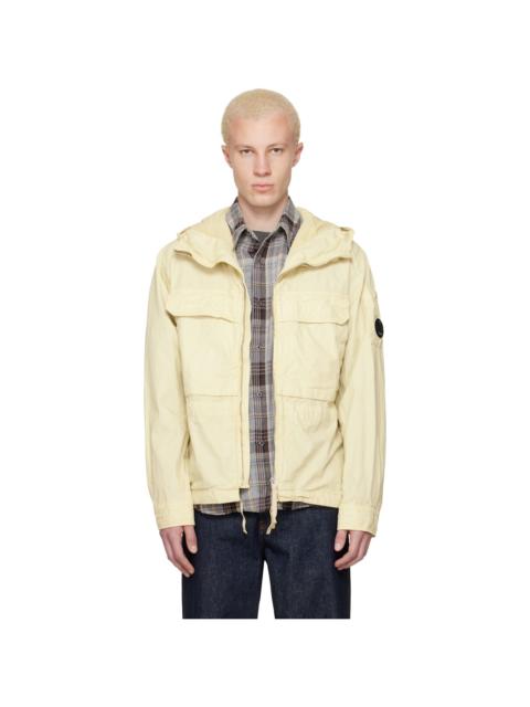 C.P. Company Beige Micro-Reps Hooded Lens Overshirt