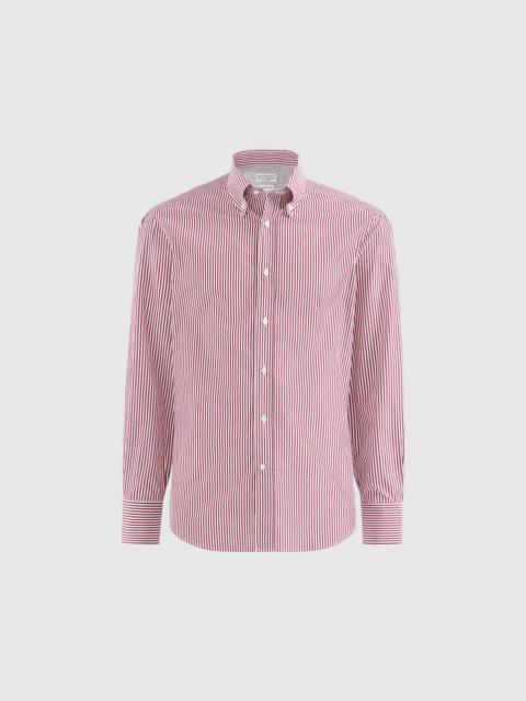Brunello Cucinelli Striped poplin shirt with button-down collar