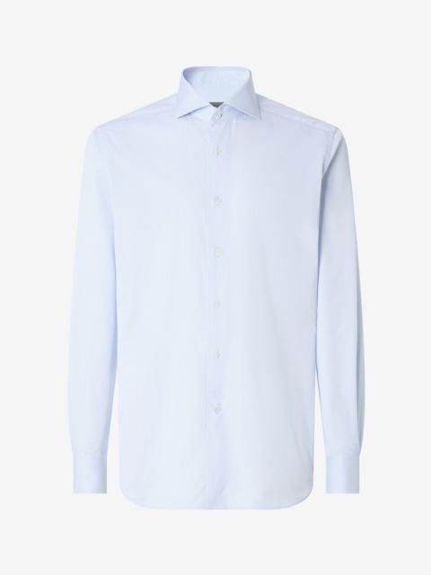 CORNELIANI Light blue double-twisted cotton twill shirt