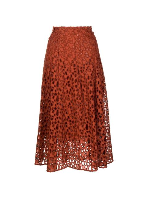 Vince A-line lace-embroidered skirt