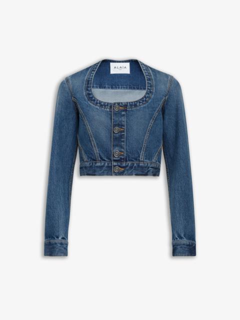 ALAIA★スパイラルストーンウォッシュデニムジャケット ALAÏA BLUE DENIM SPIRAL JACKET |ALAÏA US