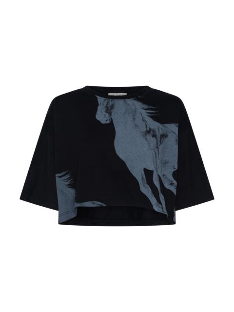 ONE TEASPOON Wild Horses Crop Tee - Washed Black