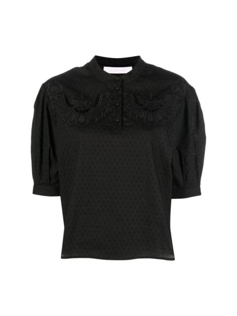 See by Chloé broderie-anglaise puff-sleeve shirt