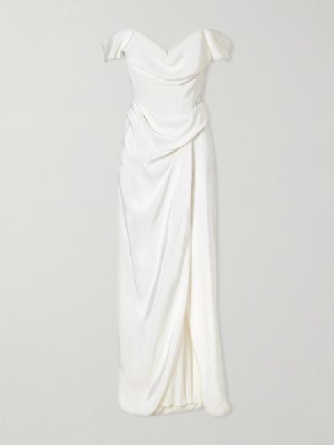 off the shoulder dresses formal Poly USA 8146 Fitted Long Ruffled Off Shoulder Dress