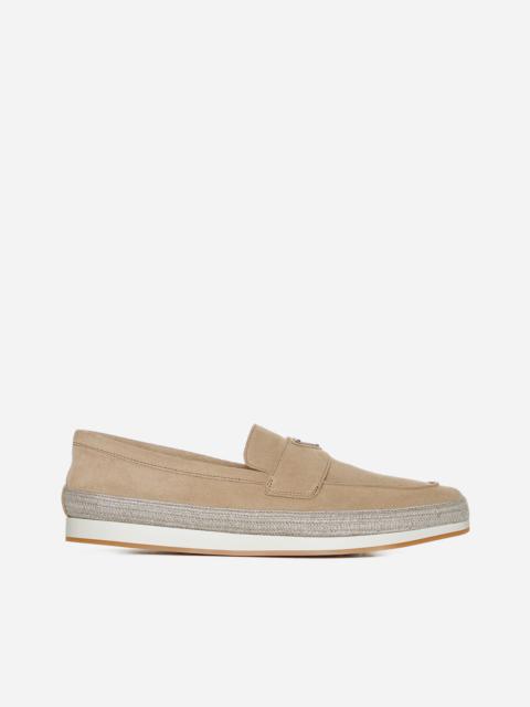 Suede and raffia loafers