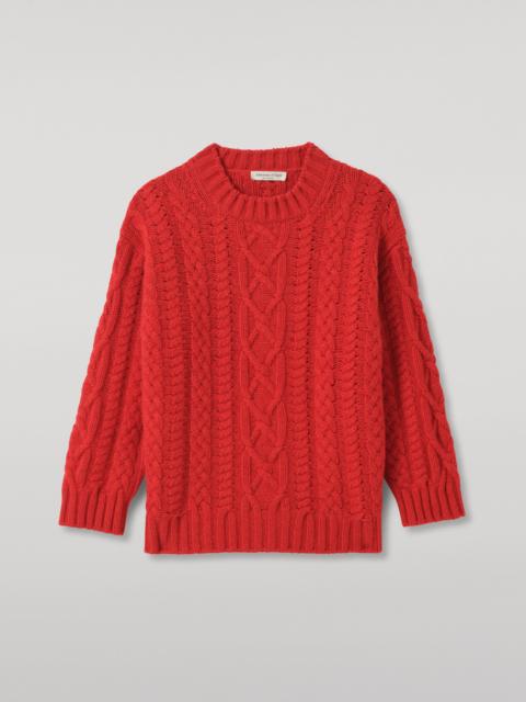 Johnstons of Elgin Mabel Red Aran Cable Jumper