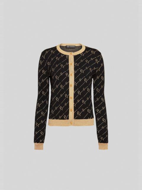 VERSACE GV Signature Jacquard Lamé Cardigan