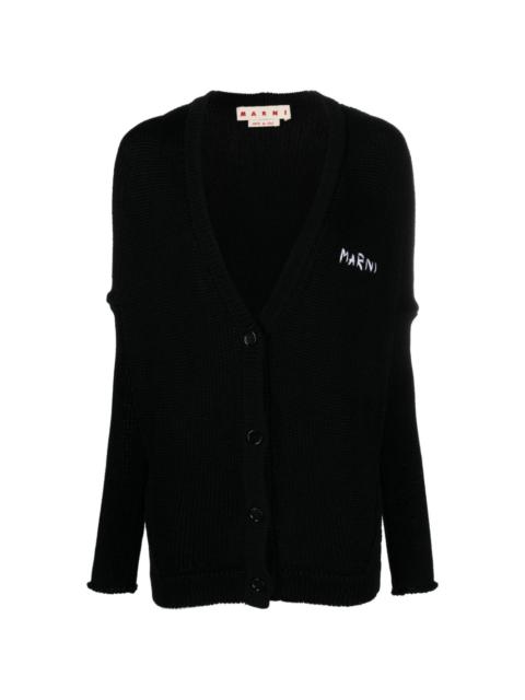 logo-embroidered cotton cardigan