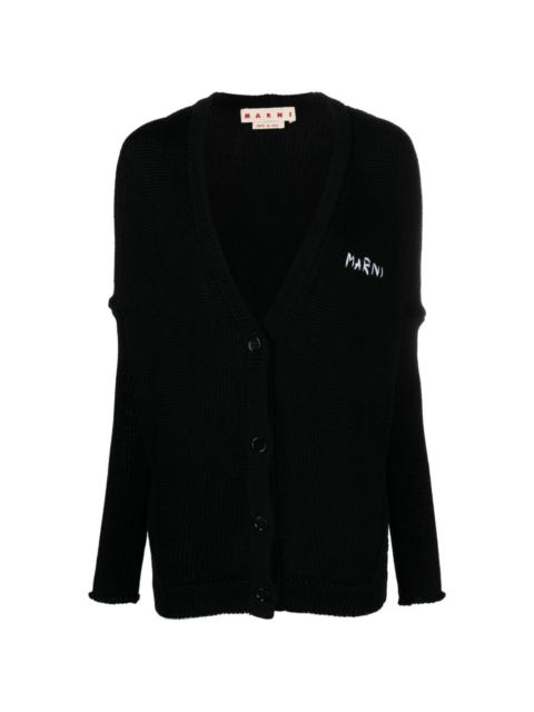 Marni logo-embroidered cotton cardigan